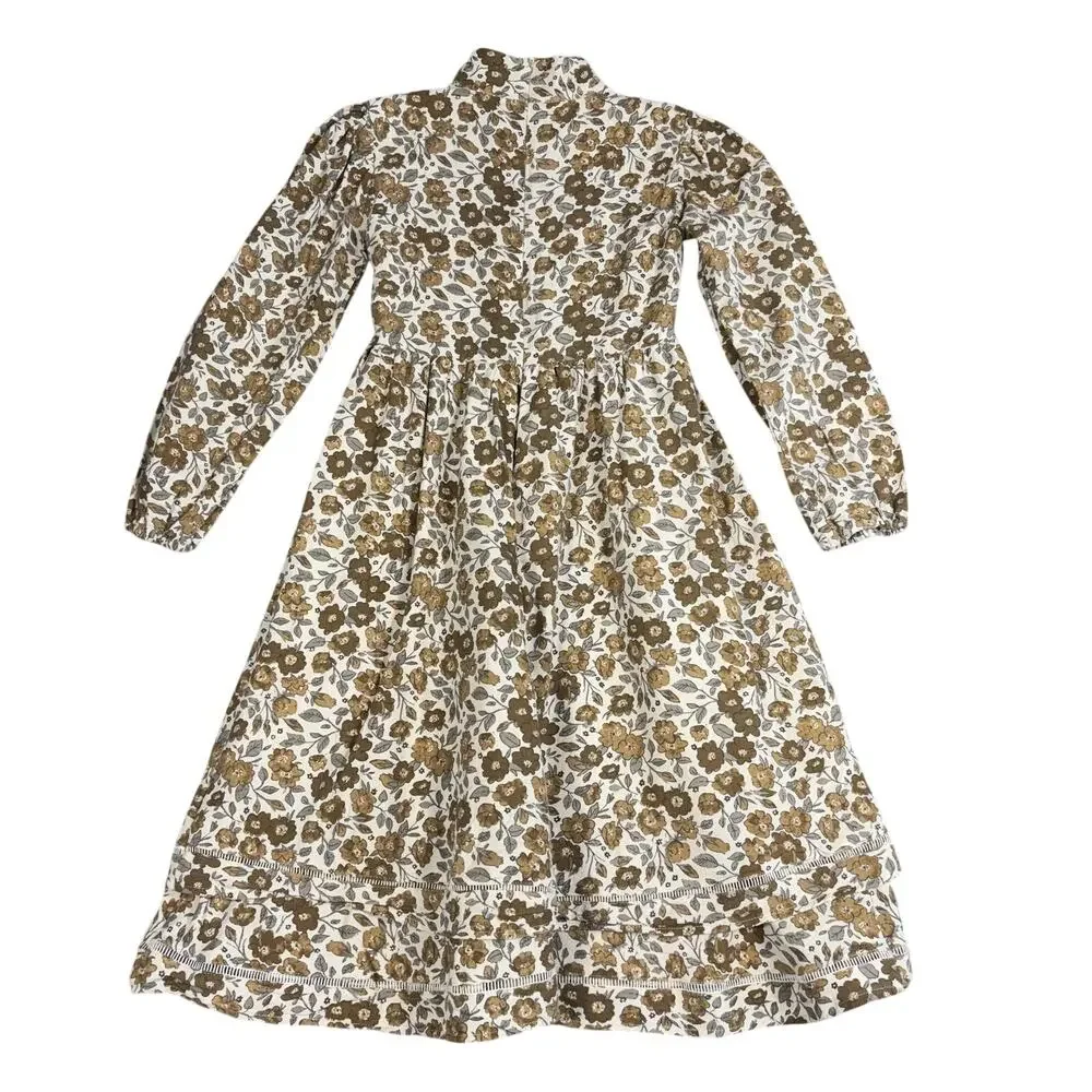 ONE CHILD Girls Floral Long Sleeve Cotton Dress Size 12 Cottagecore Prairie